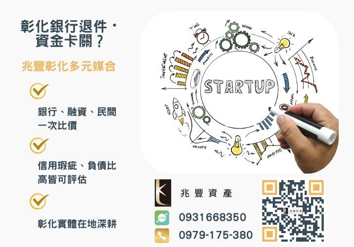 雲林創業貸款企業貸款青創管道推薦-兆豐資產專業媒合，針對彰化銀行退件客戶提供企業、信用與房屋融資解方。